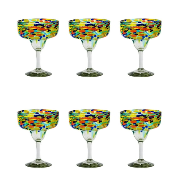 10 Strawberry Street Carnival Margarita Handblown Mexican Glass, Set of 6