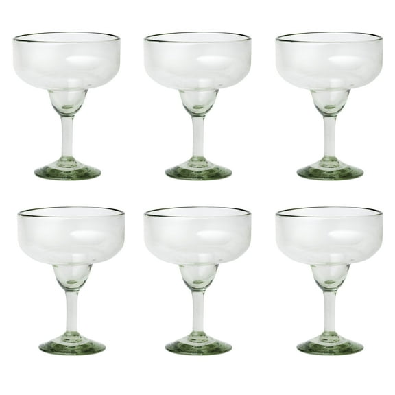 10 Strawberry Street Clear Margarita Handblown Mexican Glass, Set of 6