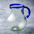 thumbnail image 1 of 10 Strawberry Street Cobalt Rim Pitcher Handblown Mexican Glass, 1 of 4