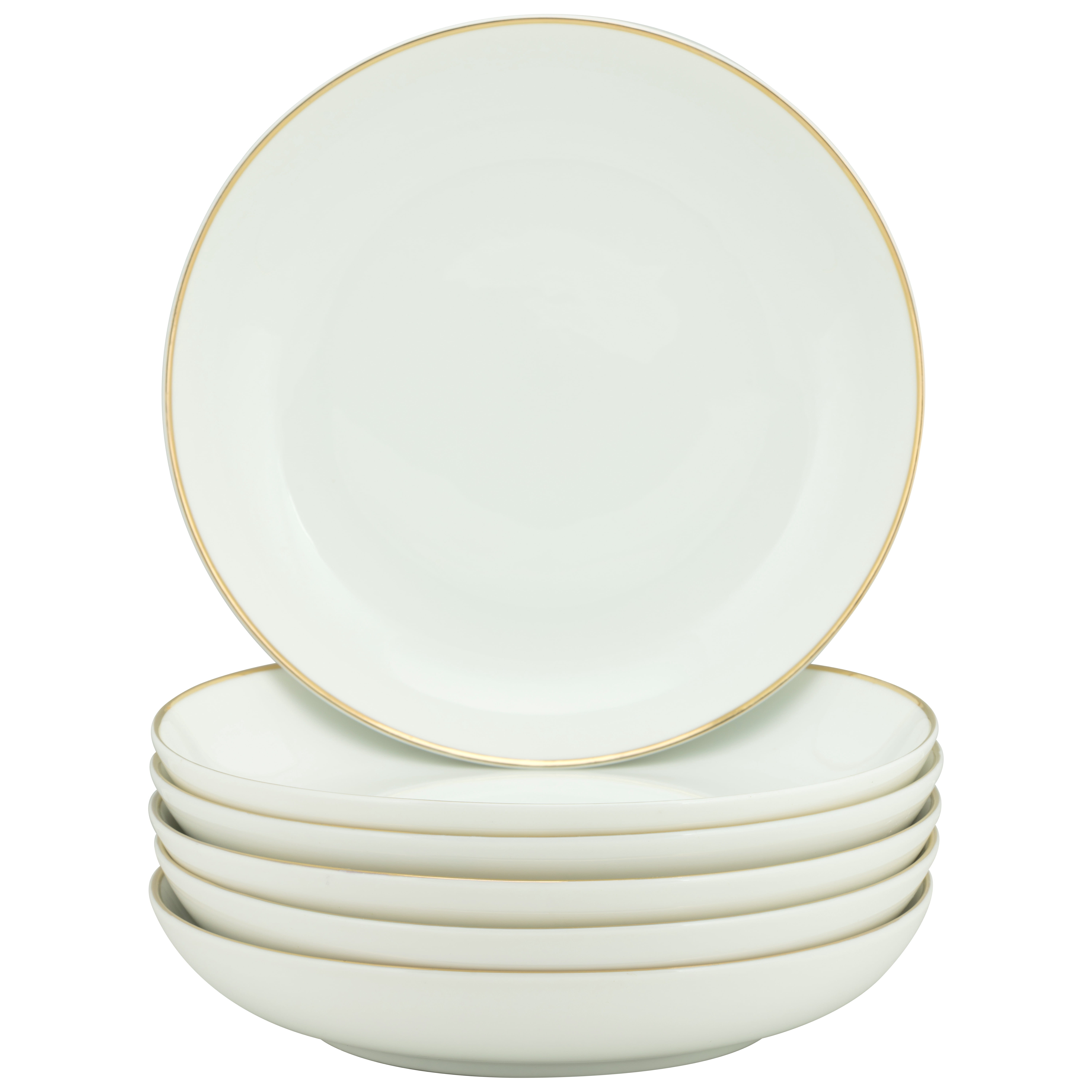 10 Strawberry Street Coupe Gold Line Porcelain Soup Plate Set of 6