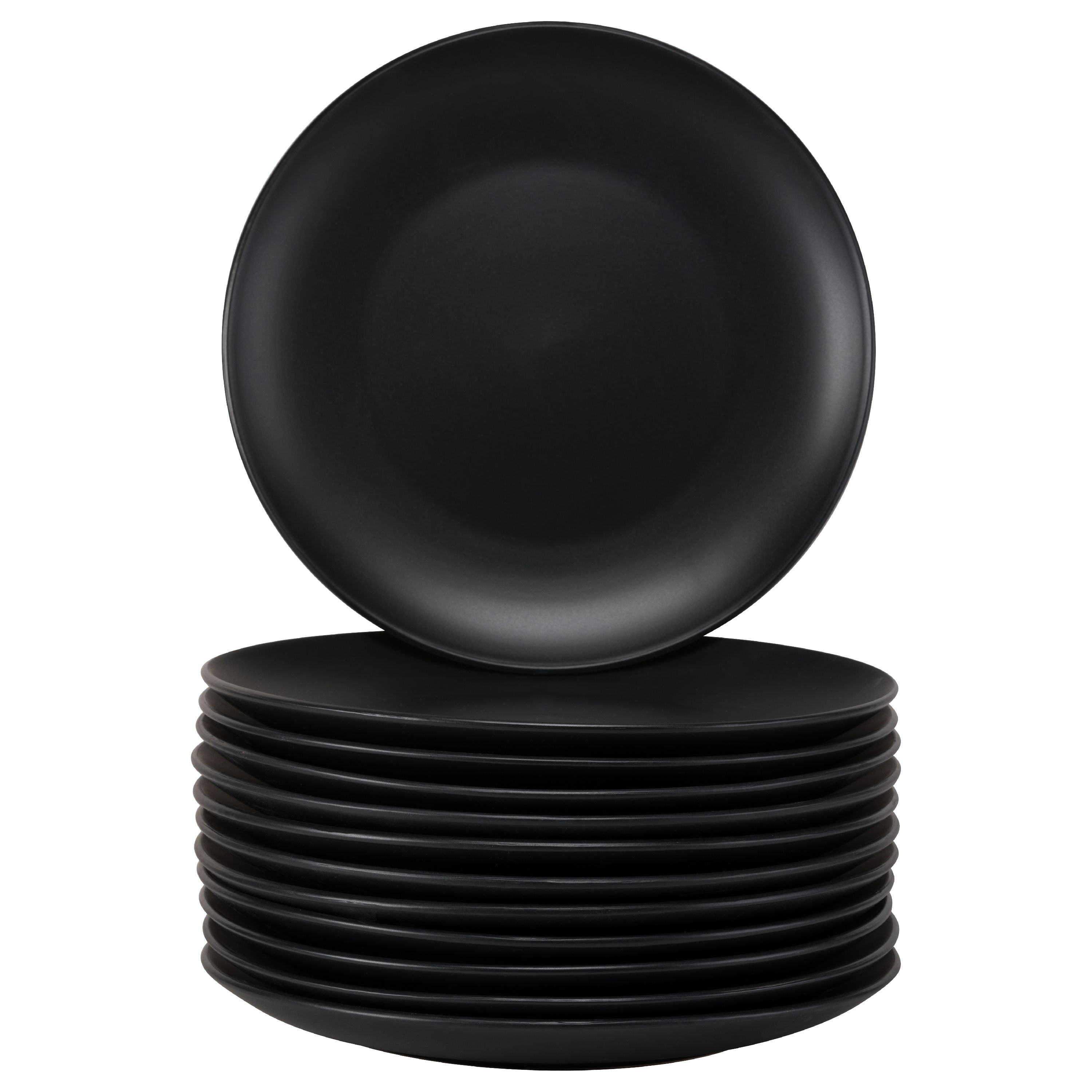 10 Strawberry Street Coupe Matte Catering Pack, 12Pc Dinner Plate Set, Black