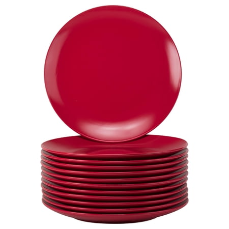 10 Strawberry Street Coupe Matte Catering Pack, 12Pc Dinner Plate Set, Red