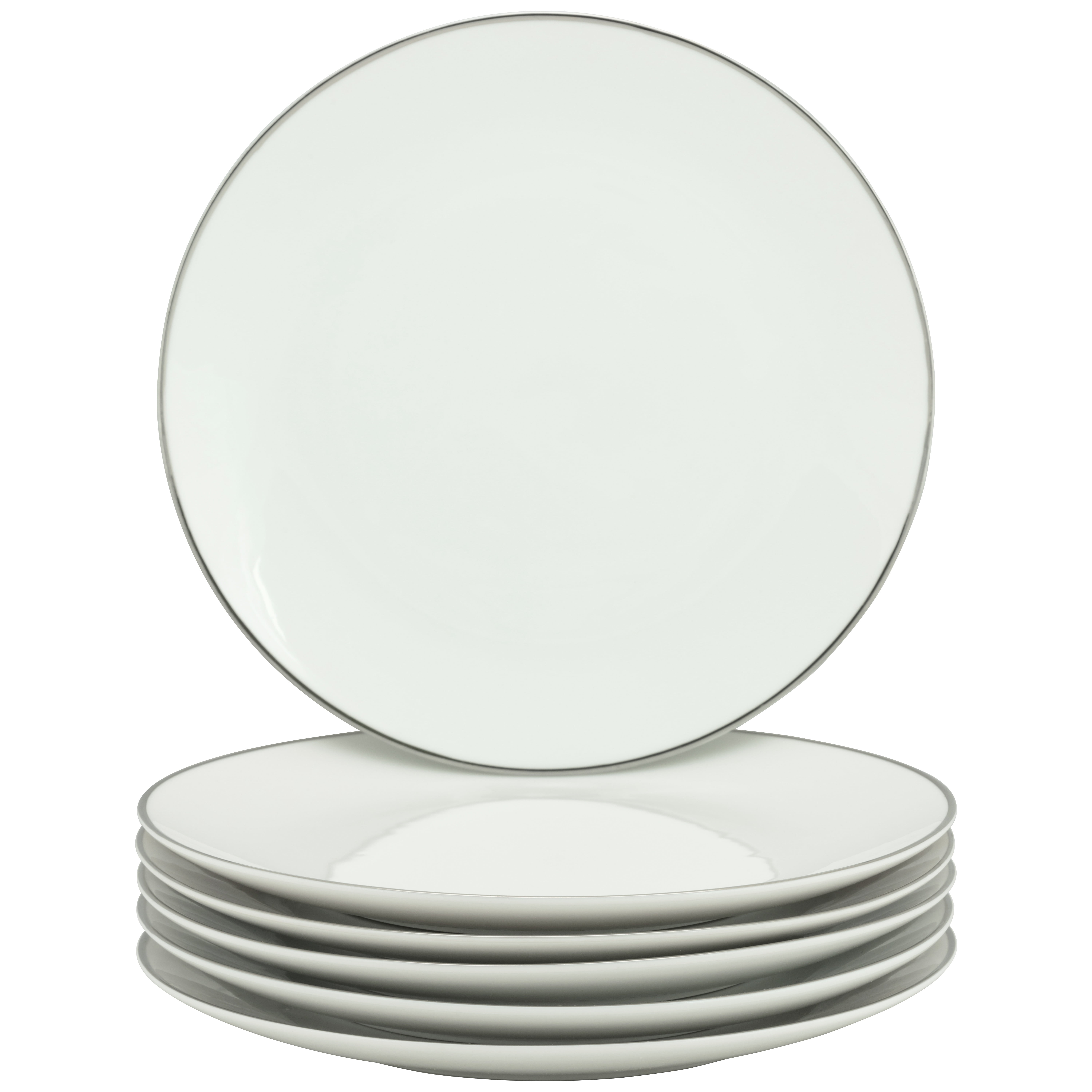 10 Strawberry Street Coupe Silver Line Porcelain Luncheon Plate Set of 6