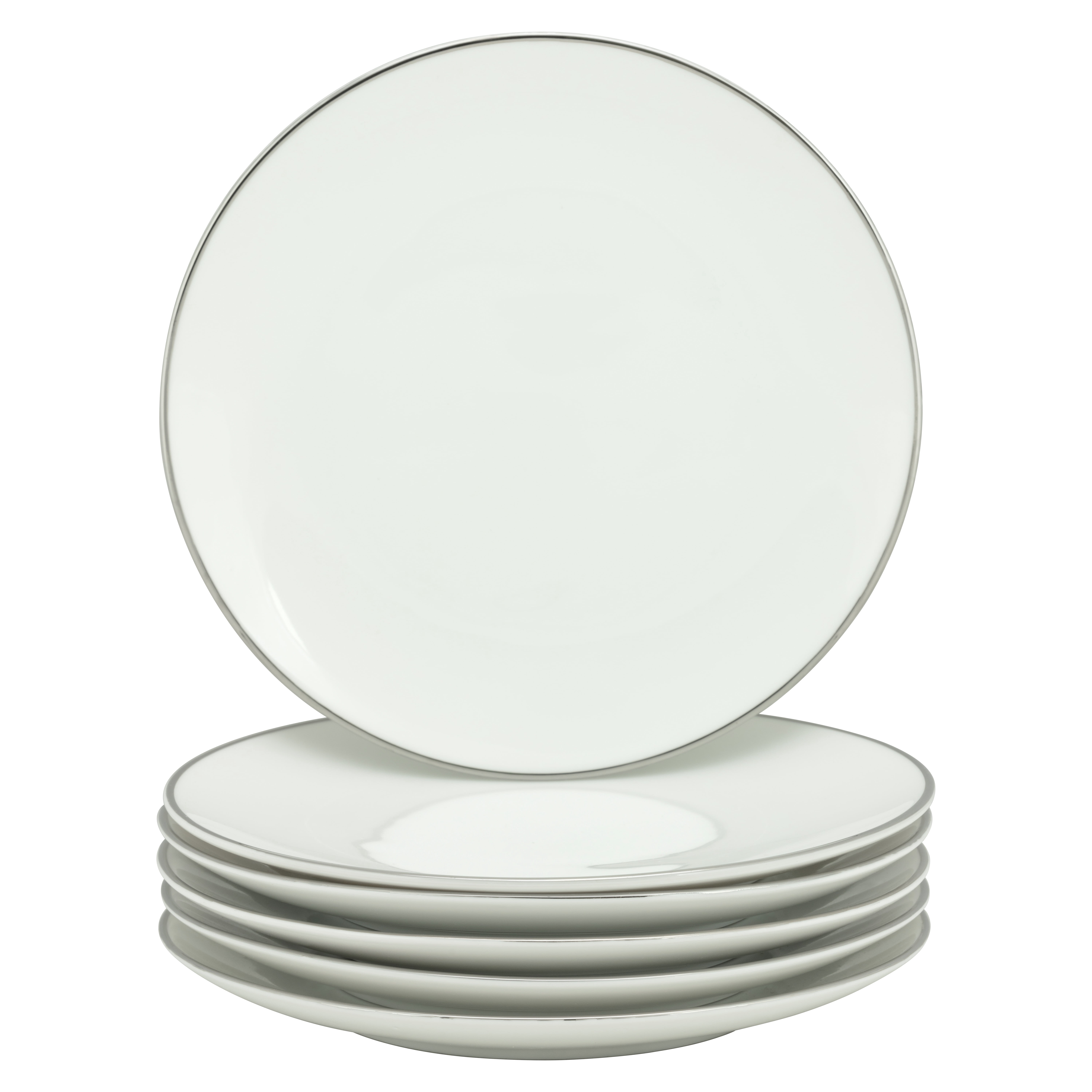 10 Strawberry Street Coupe Silver Line Porcelain Salad Plate Set of 6