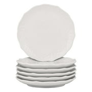 10 Strawberry Street Dahlia Porcelain 6" Bread & Butter Plate, Set of 6, White