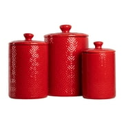 10 Strawberry Street Diamond 3 Piece Canister Set, Red