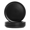 thumbnail image 1 of 10 Strawberry Street Double Line 10.5" Round Stoneware Dinner Plate, Set of 6, Matte Black, 1 of 6