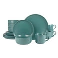 thumbnail image 1 of 10 Strawberry Street Double Line 16 Piece Stoneware Dinnerware Set, Emerald Green, 1 of 7