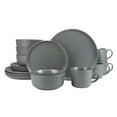 thumbnail image 1 of 10 Strawberry Street Double Line 16 Piece Stoneware Dinnerware Set, Matte Gray, 1 of 7