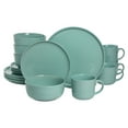 thumbnail image 1 of 10 Strawberry Street Double Line 16 Piece Stoneware Dinnerware Set, Seafoam, 1 of 9