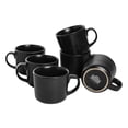 thumbnail image 1 of 10 Strawberry Street Double Line 3.75"/12 fl oz Stoneware Mug, Set of 6, Matte Black, 1 of 6