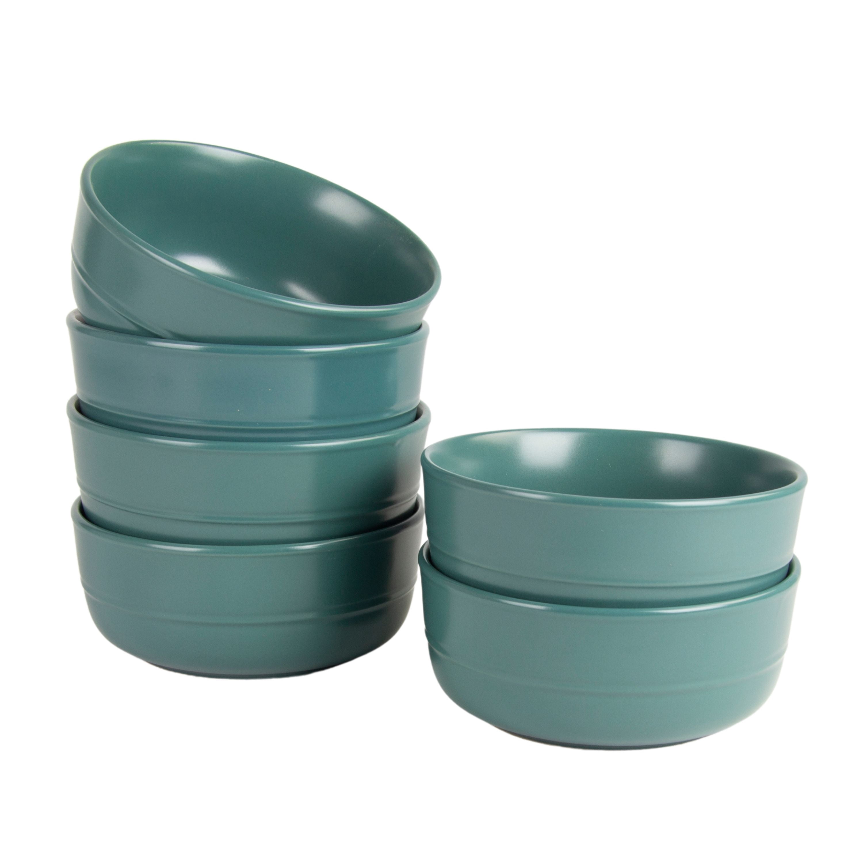 10 Strawberry Street Double Line 6.25"/24 oz Round Cereal Bowl, Set of 6, Emerald Green