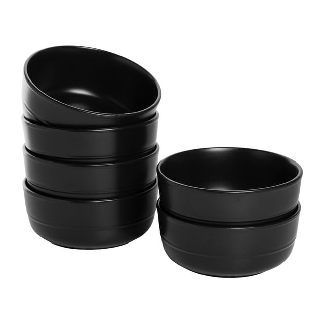 10 Strawberry Street Double Line 6.25"/24 oz Round Cereal Bowl, Set of 6, Matte Black