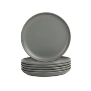 10 Strawberry Street Double Line 8.25" Round Stoneware Salad Plate, Set of 6, Matte Gray