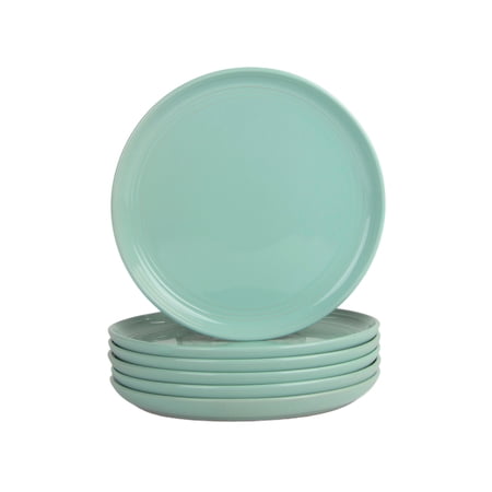 10 Strawberry Street Double Line 8.25" Round Stoneware Salad Plate, Set of 6, Seafoam