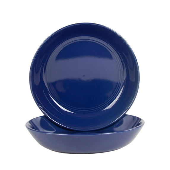 10 Strawberry Street Double Line 9.5"/36 oz Round Dinner Bowl, Set of 2, Cobalt Blue