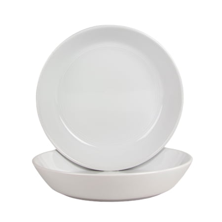 10 Strawberry Street Double Line 9.5"/36 oz Round Dinner Bowl, Set of 2, White