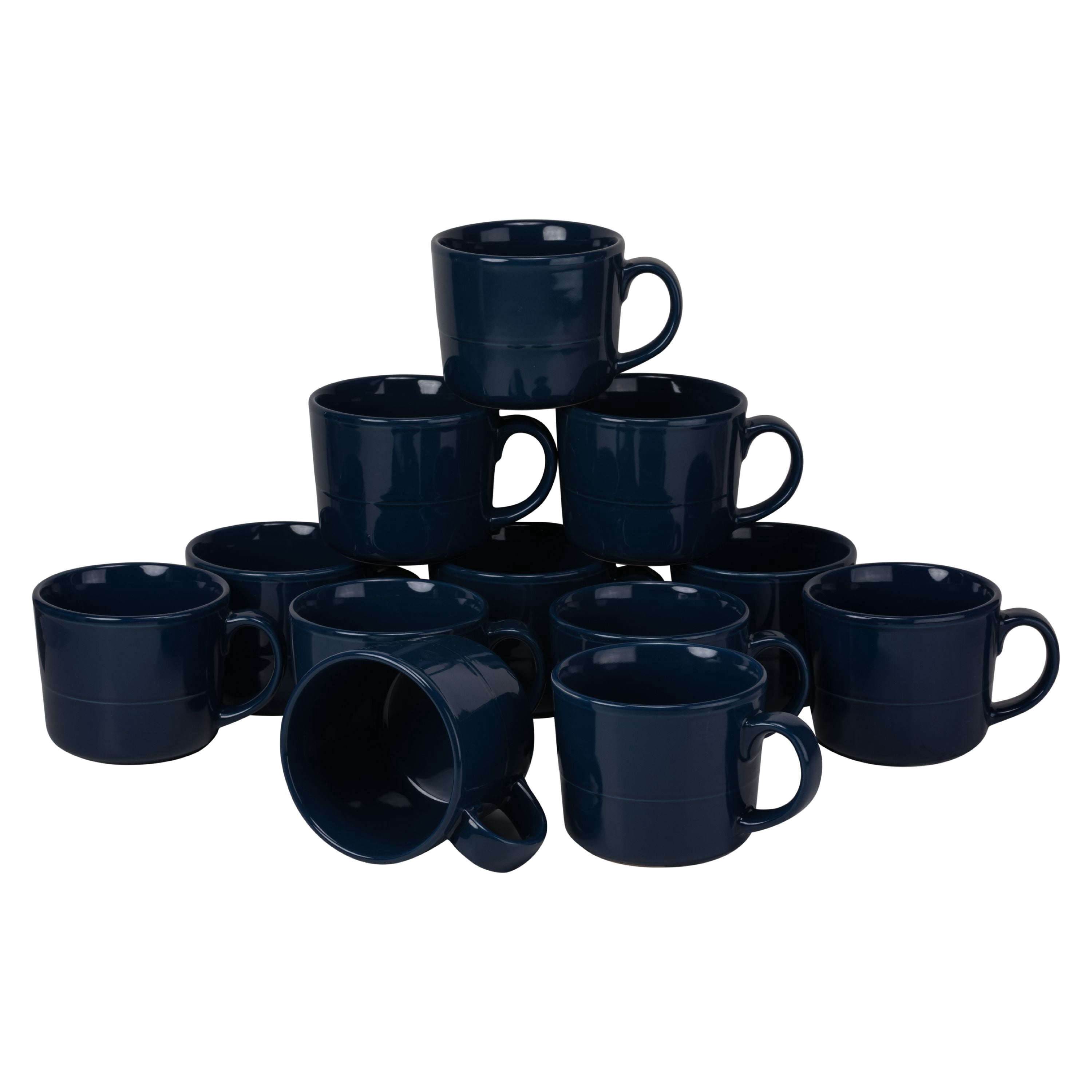 10 Strawberry Street Double Line Catering Pack, Set of 12 Cobalt Mugs, 12 oz