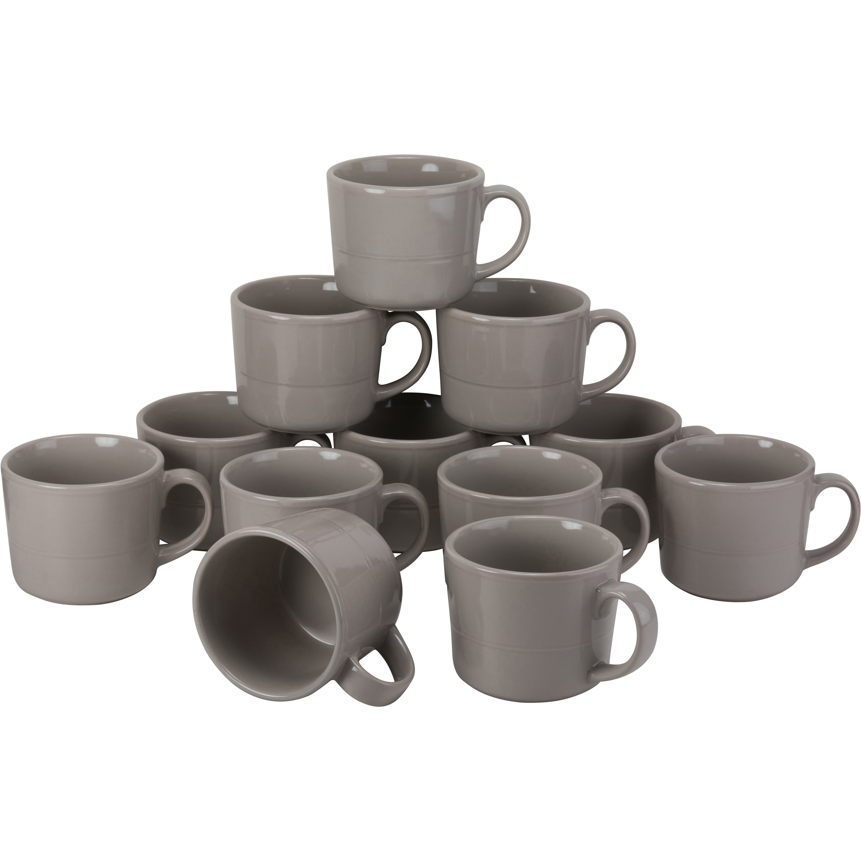 10 Strawberry Street Double Line Catering Pack, Set of 12 Gray Mugs12 oz