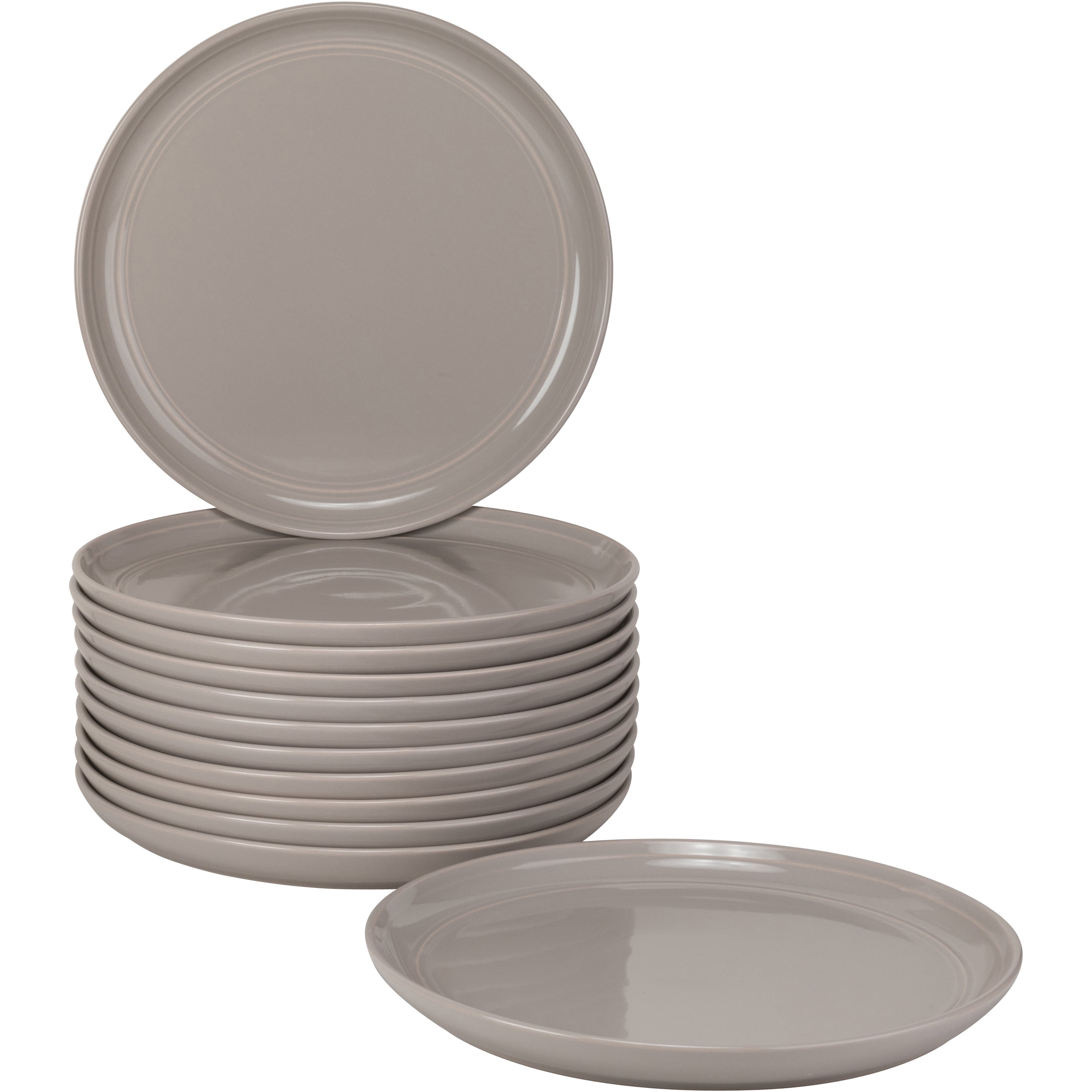 10 Strawberry Street Double Line Catering Pack, Set of 12 Gray Salad Plates 8.25"