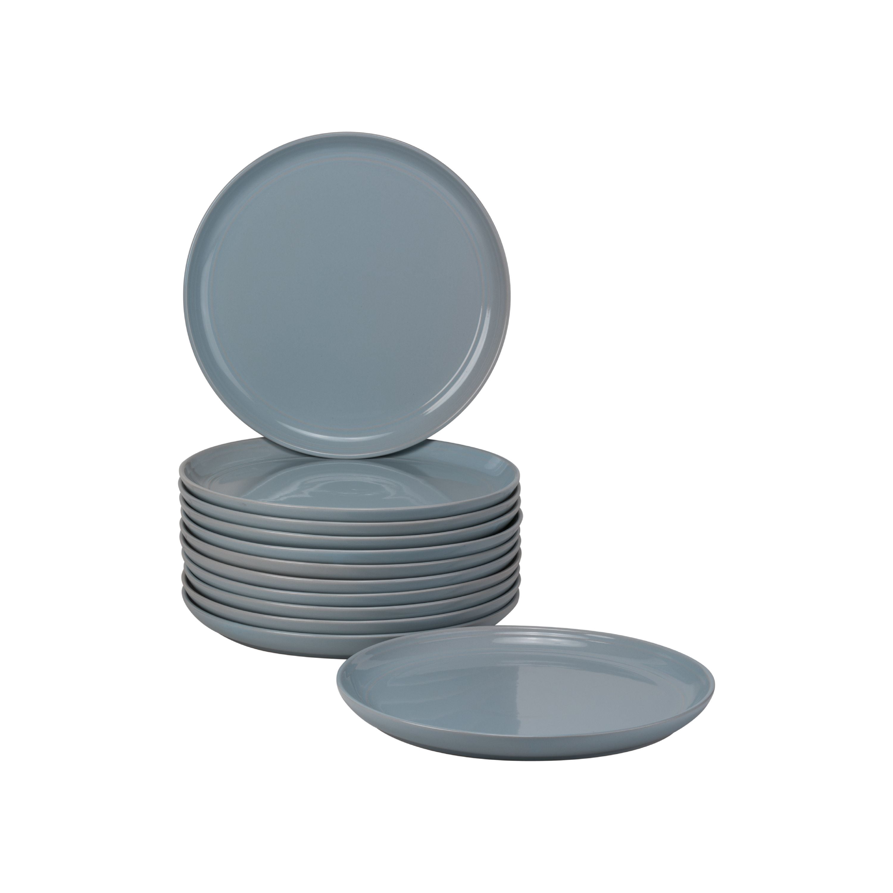 10 Strawberry Street Double Line Catering Pack, Set of 12 Light Blue Salad Plates 8.25"