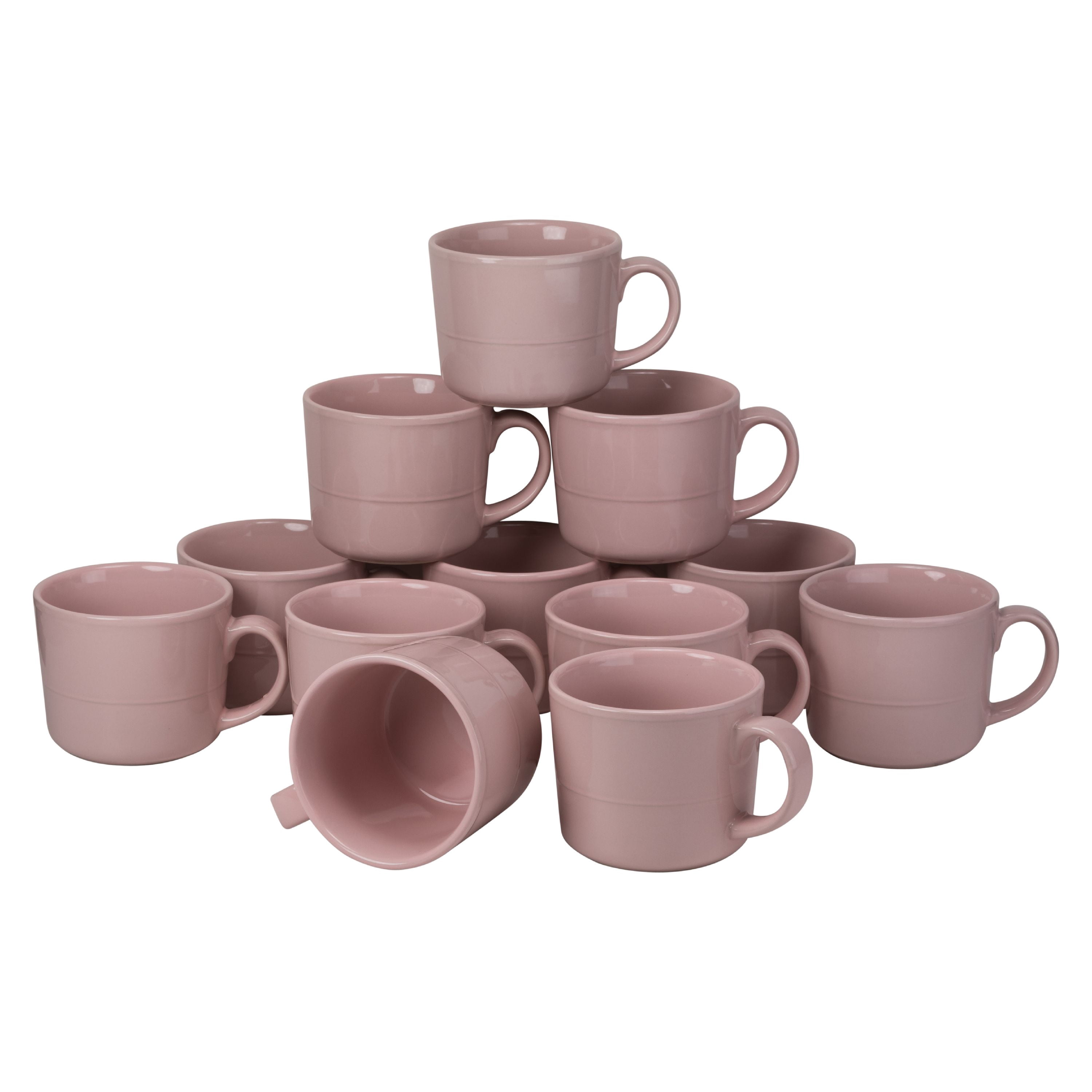 10 Strawberry Street Double Line Catering Pack, Set of 12 White Mugs, 12 oz  - Walmart.com