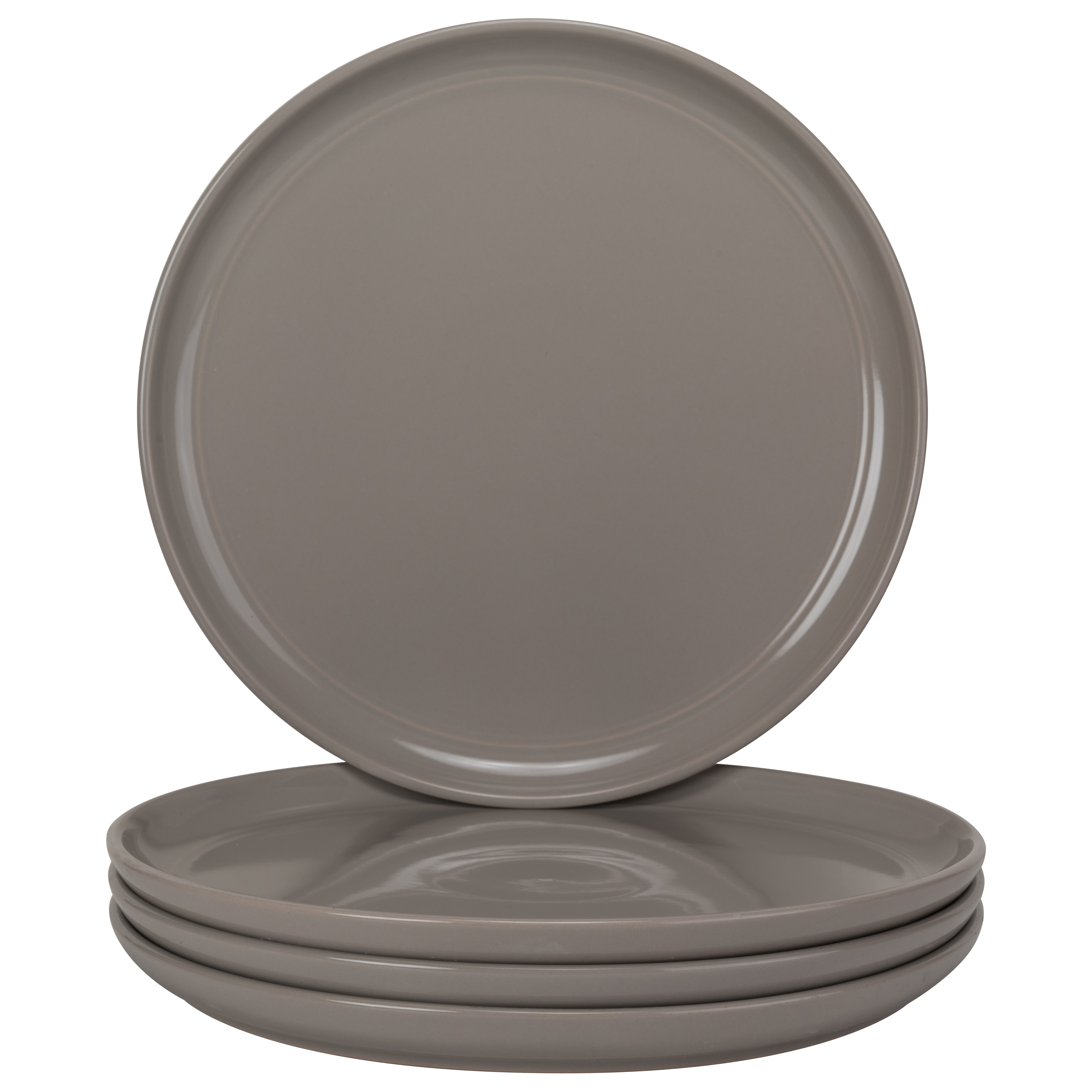 10 Strawberry Street Double Line - Gray - 10.5" Dinner Plate - Set of 4