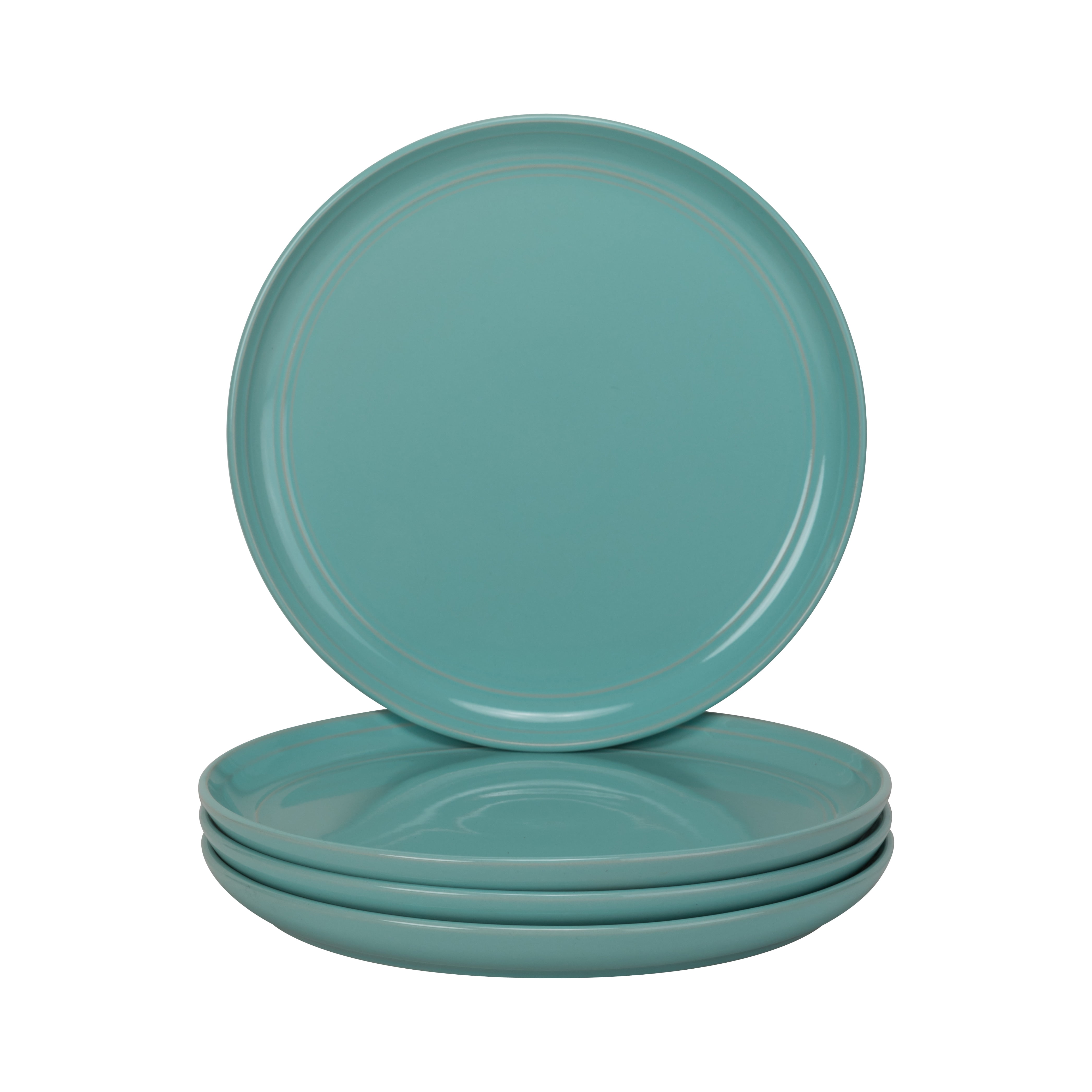 10 Strawberry Street Double Line Gray 8.25 Inch Salad Plates Set