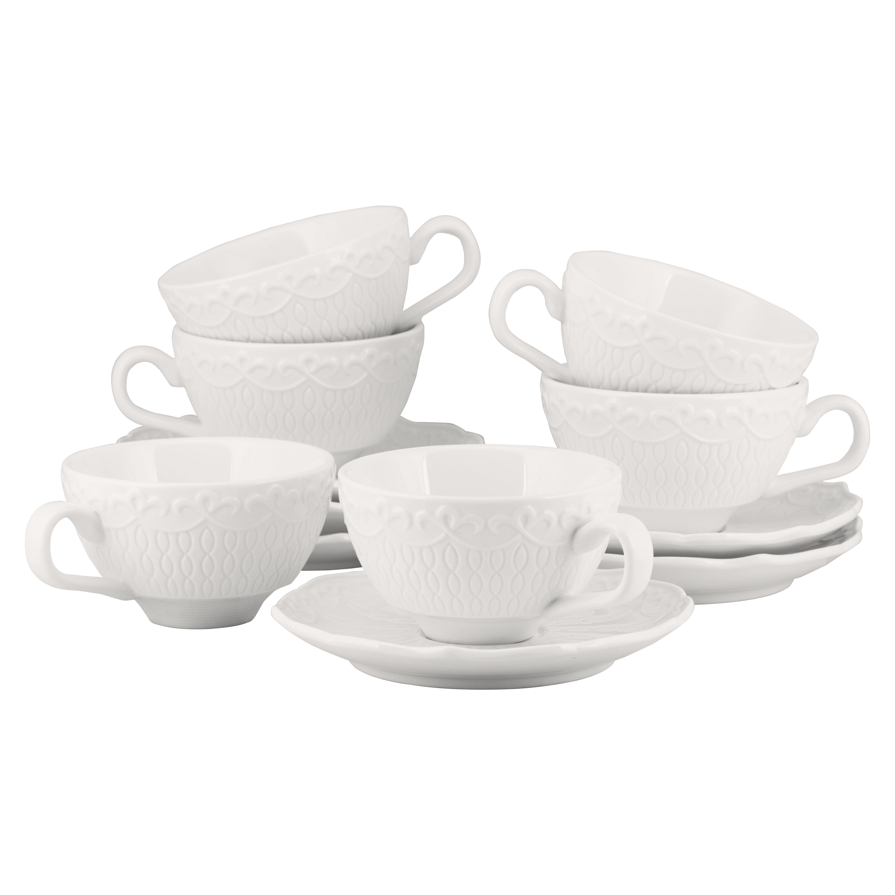 10 Strawberry Street Ever Porcelain Cup & Saucer, Set of 6, White