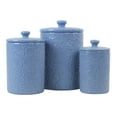 thumbnail image 1 of 10 Strawberry Street Fleur Embossed 3 Piece Ceramic Canister Set, Denim Blue, 1 of 4