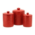 thumbnail image 1 of 10 Strawberry Street Fleur Embossed 3 Piece Ceramic Canister Set, Red, 1 of 6