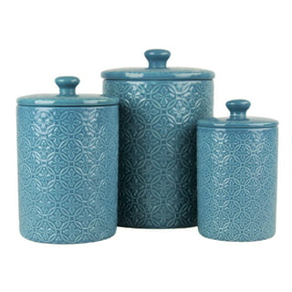 Turquoise Vintage Ceramic Kitchen Flour Canister, Cookie Jar with Star –  MyGift