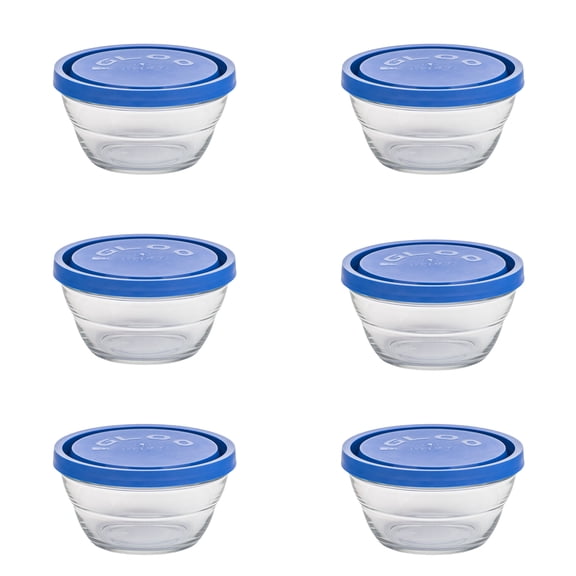 10 Strawberry Street Lambada Serve & Store Bowl, Small, Cobalt Lid, Set of 6