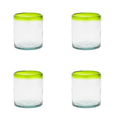 10 Strawberry Street Lime Rim Mexican Glassware, DOF, Set of 4