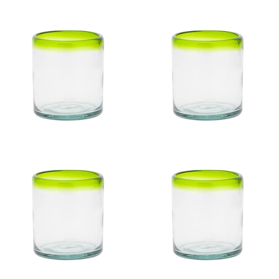 10 Strawberry Street Lime Rim Mexican Glassware, DOF, Set of 4
