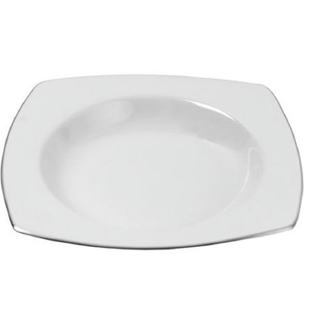 10 Strawberry Street Lotus Silver Line 9" Rim Soup Plates, Set of 4, White