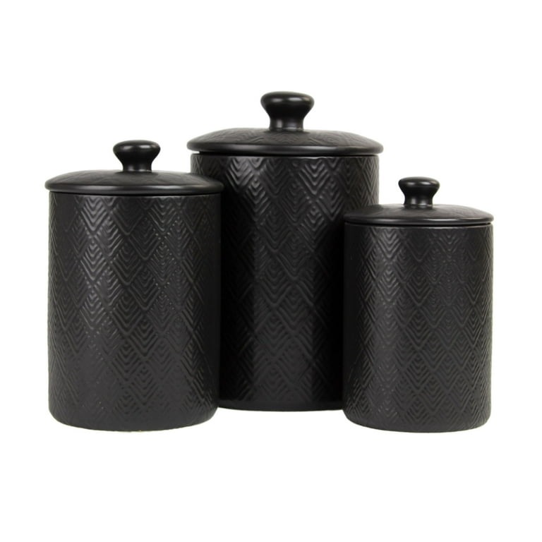 Canister Sets for Kitchen Counter - Matte Black Kitchen Decor and