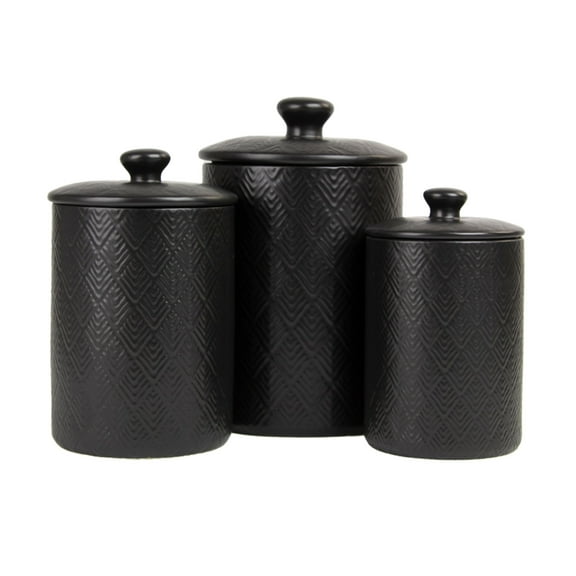 10 Strawberry Street Marquis 3 Piece Canister Set, Matte Black