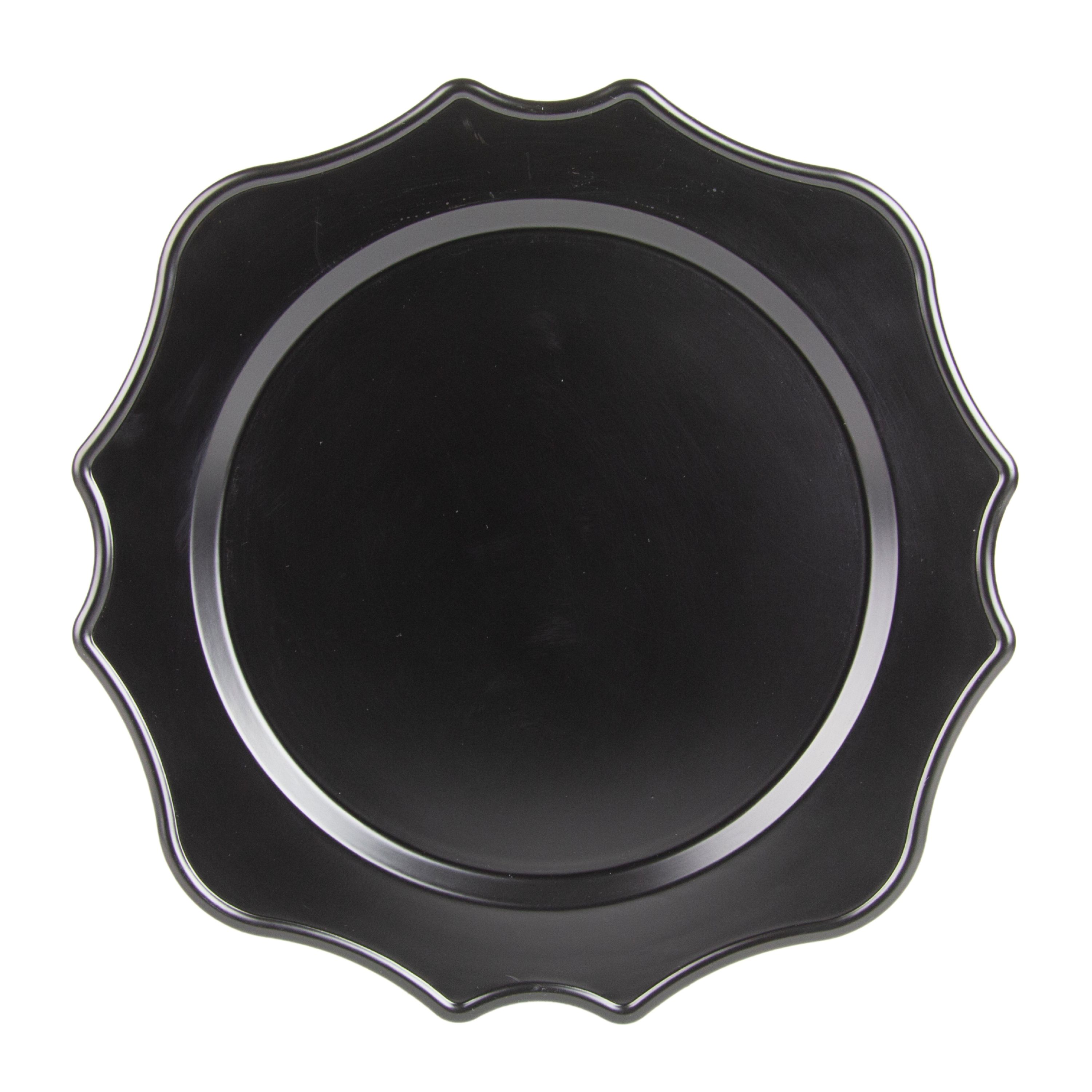 10 Strawberry Street Matte Black Fran 13" Round Lacquer Charger, Set of 12