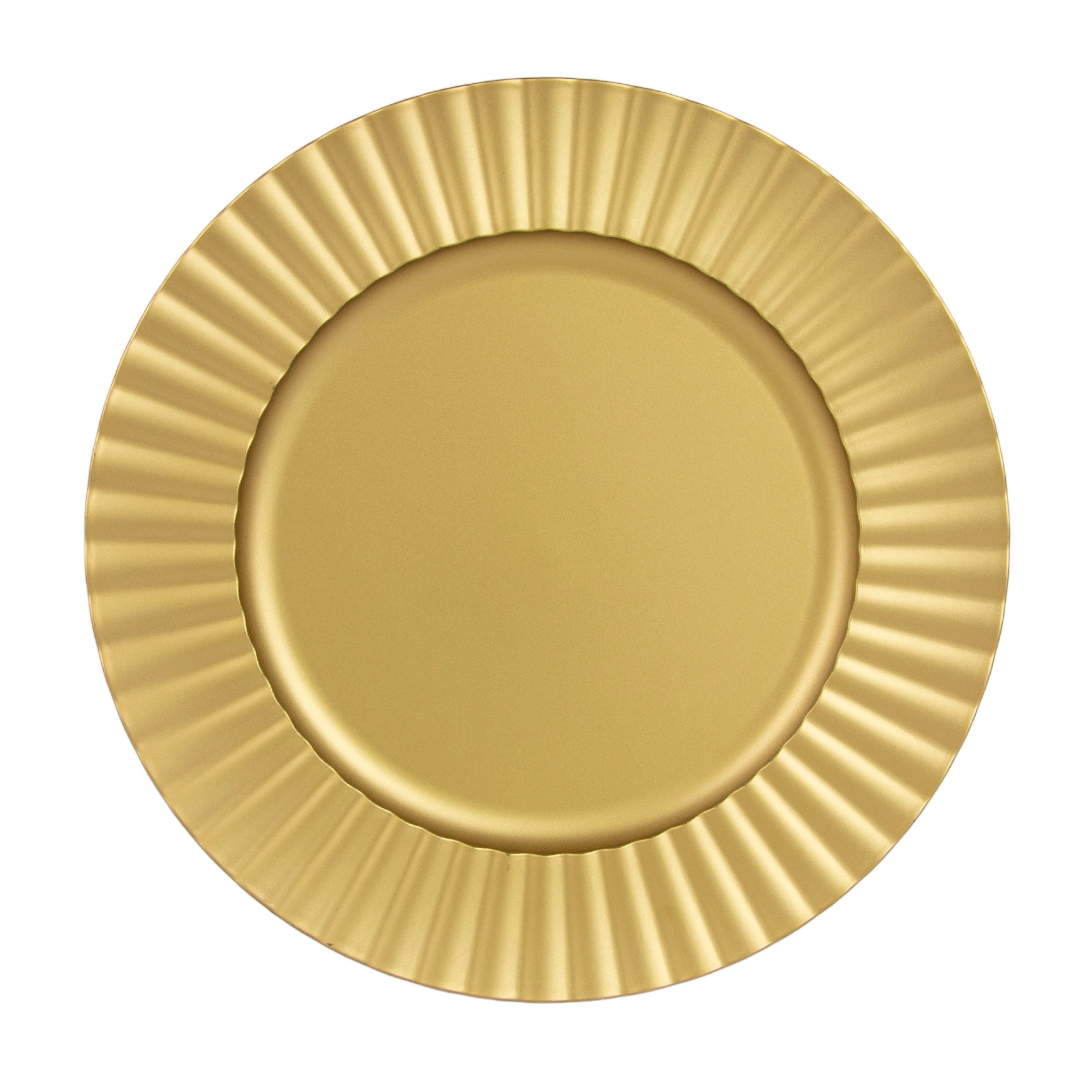 10 Strawberry Street Matte Gold Sunburst 13" Round Lacquer Charger, Set of 12