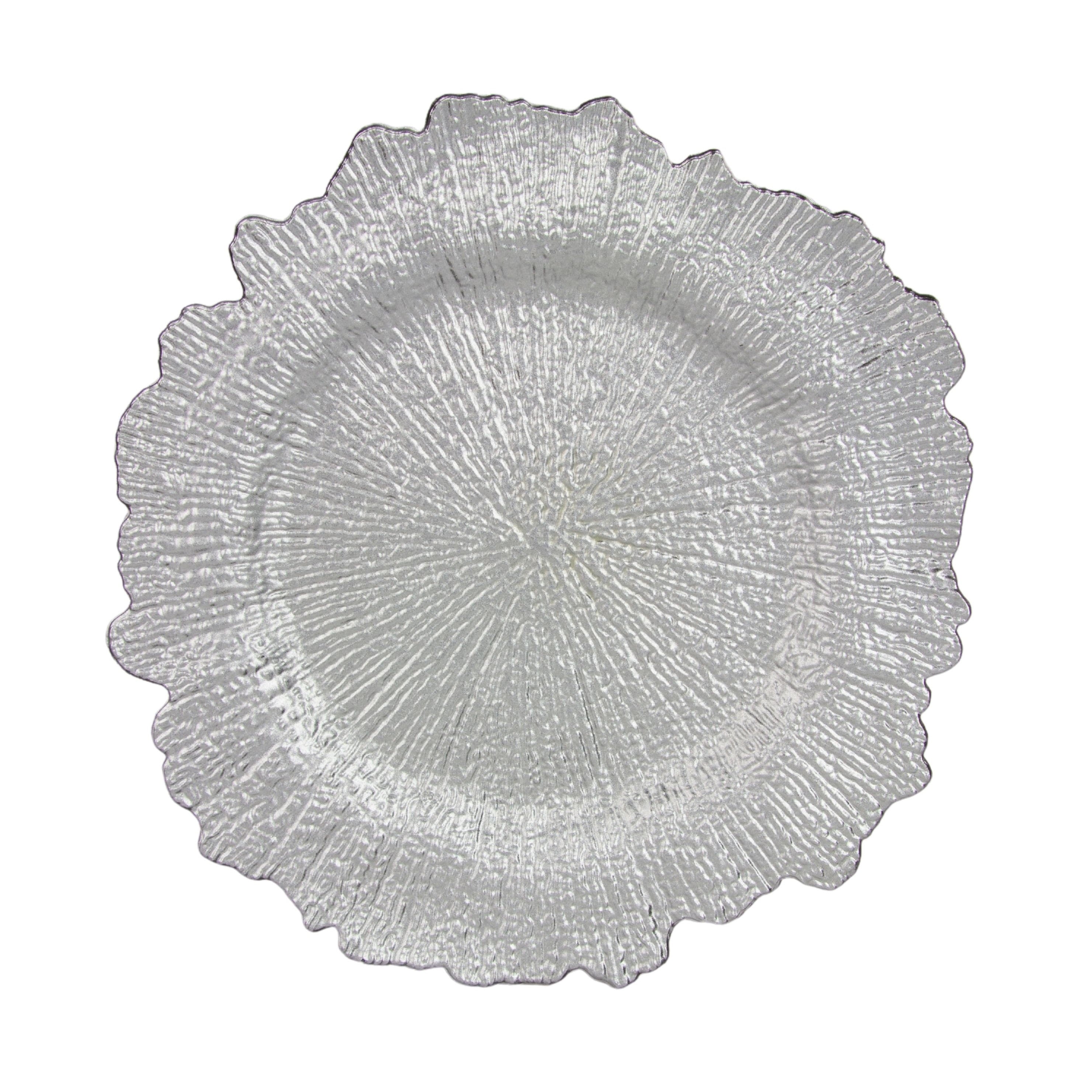 10 Strawberry Street Matte Silver Sponge 13" Round Lacquer Charger, Set of 12