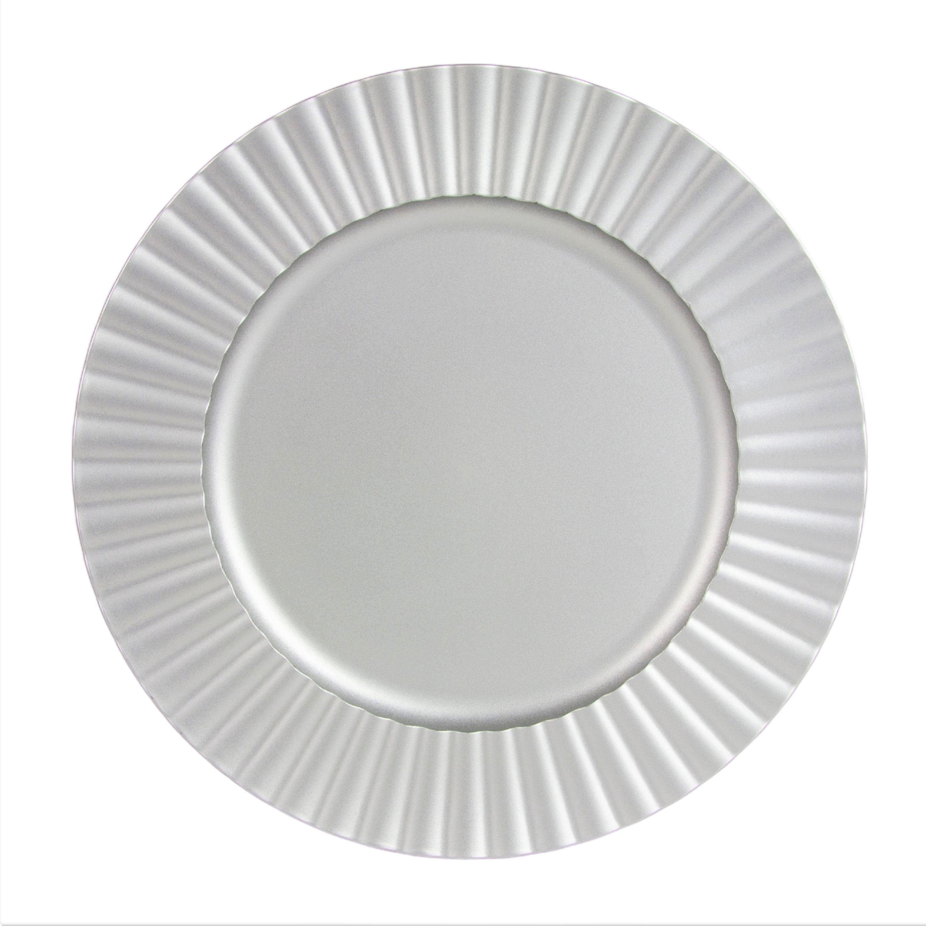 10 Strawberry Street Matte Silver Sunburst 13" Round Lacquer Charger, Set of 12