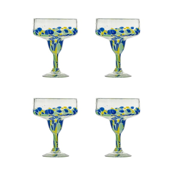 10 Strawberry Street Mazatlan Margarita Handblown Mexican Glass, Set of 4