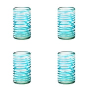 10 Strawberry Street Meridia Mexican Glassware, Hiball, Set of 4, Aqua