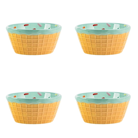 10 Strawberry Street Mint Ice Cream Bowl, Set of 4