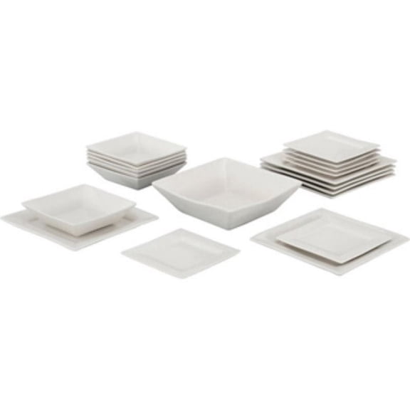 10 Strawberry Street Nova 19 Piece Square Dinnerware Set in White