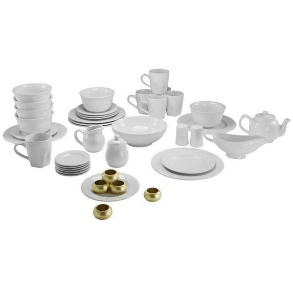 10 Strawberry Street Nova Beaded Round 45-Piece Dinnerware Set