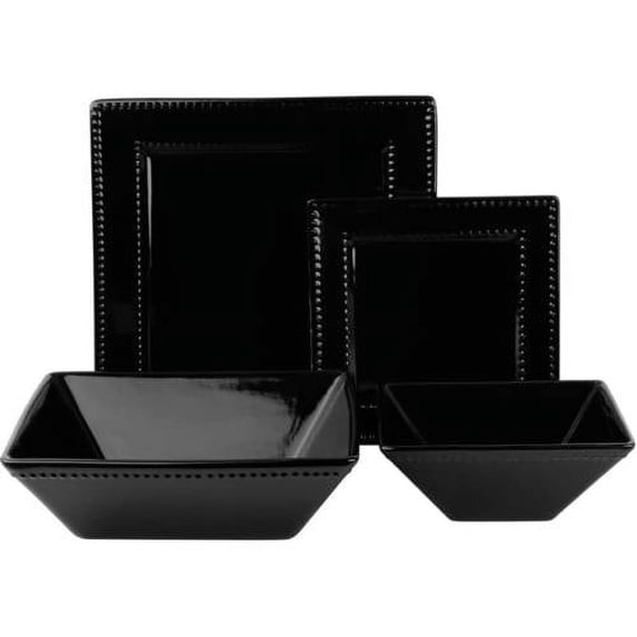 10 Strawberry Street Nova Beaded Square 19-Piece Dinnerware Set