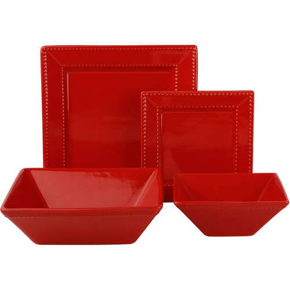 10 Strawberry Street Nova Beaded Square 19-Piece Dinnerware Set