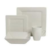10 Strawberry Street Nova Square 16-Piece Stoneware Dinnerware Set, Cream/White